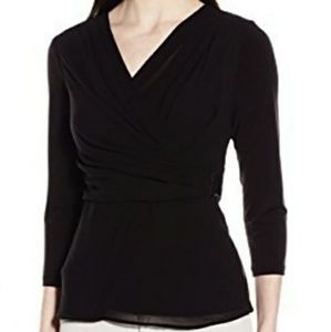 Calvin Klein Blouse w 3/4 Sleeves & Chiffon Wrap